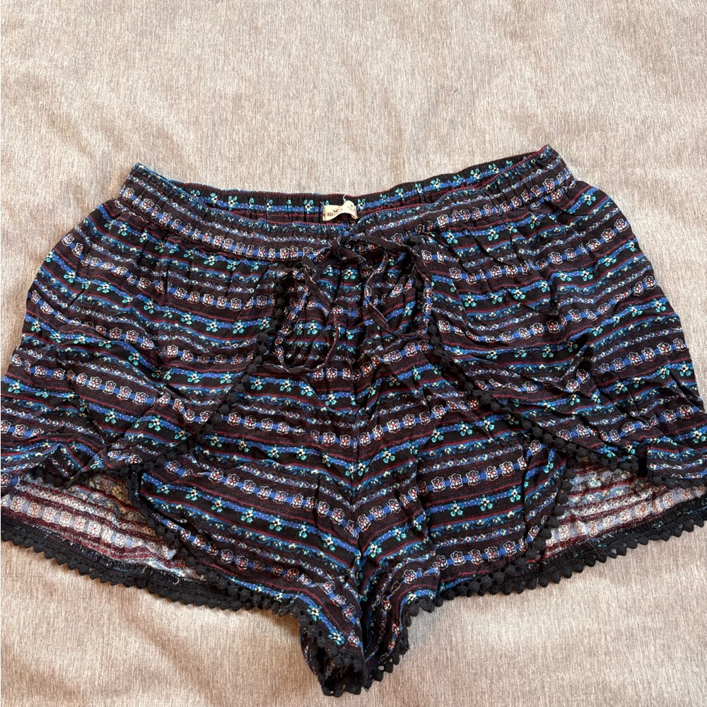 Hollister Black and Blue Floral Shorts
